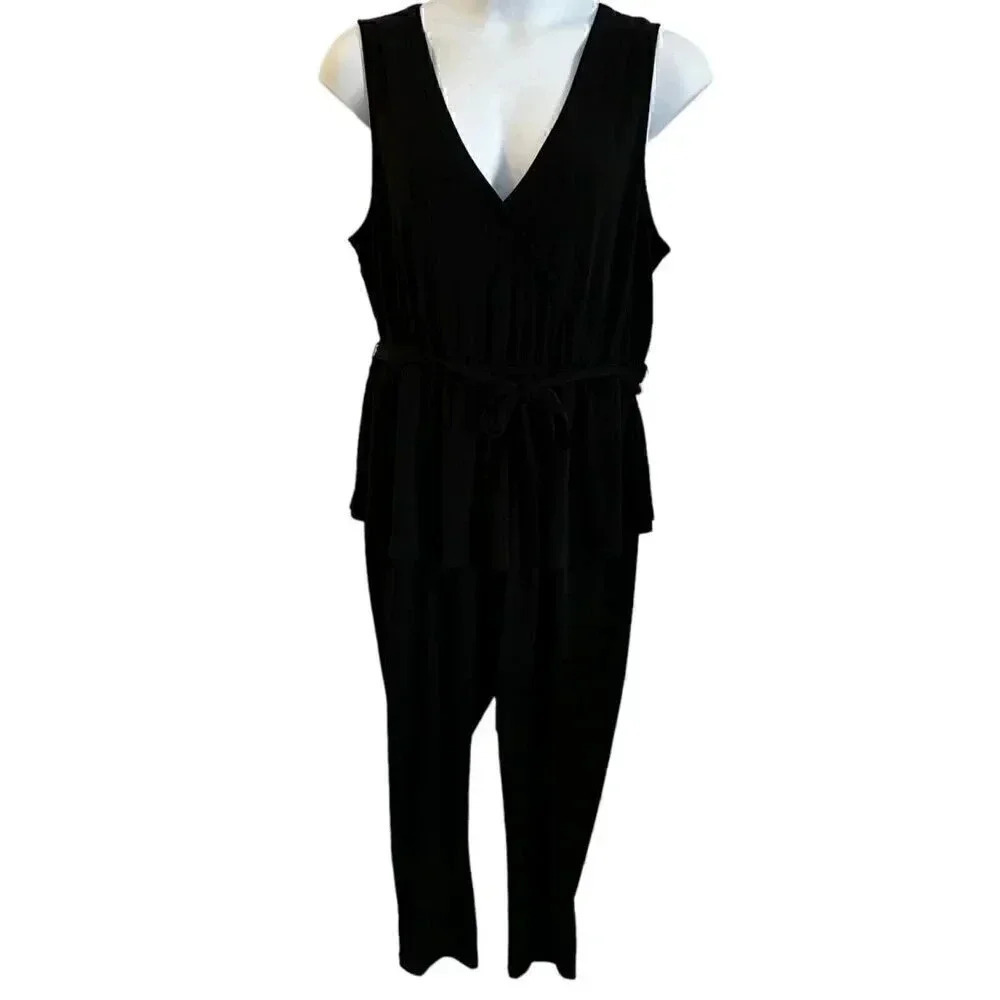 Lane Bryant One Piece jumpsuit sleeveless black size 18/20 black peplum